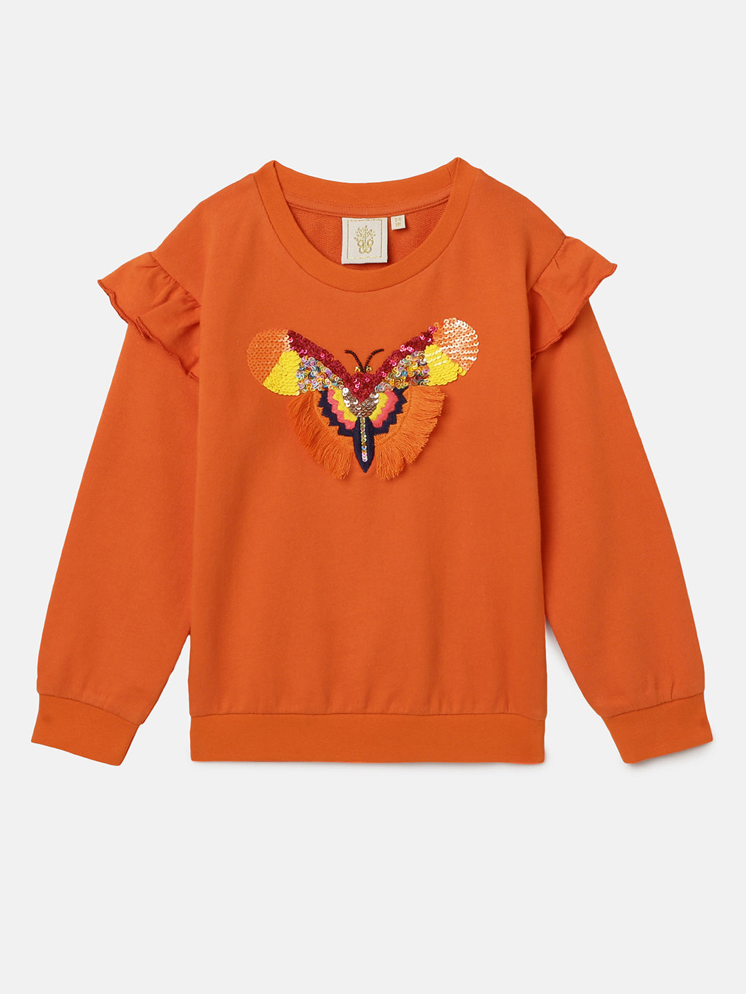 BYB PREMIUM ORANGE COTTON ELASTANE SWEAT SHIRT FOR GIRLS