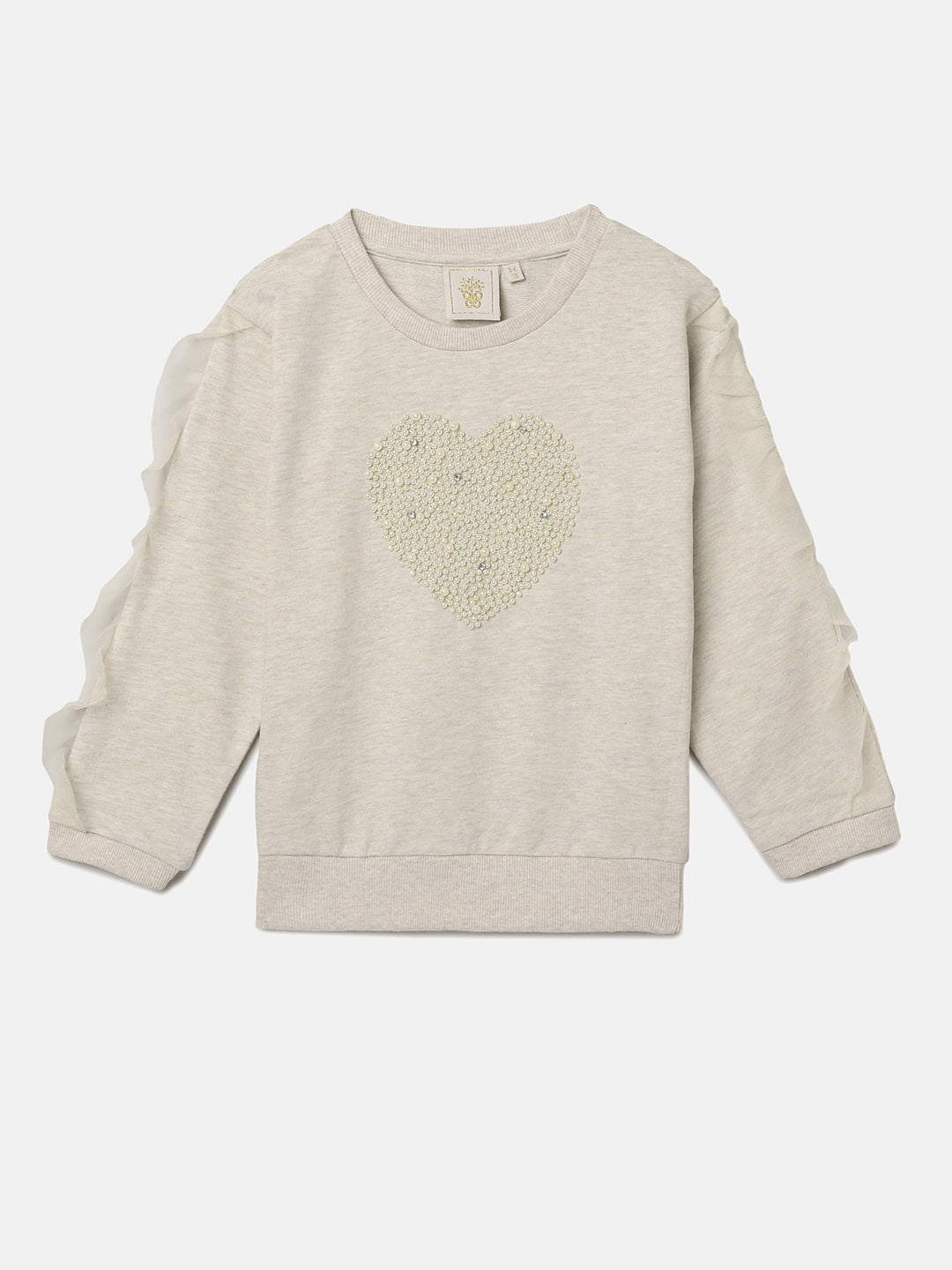 BYB PREMIUM Ecru melange COTTON ELASTANE SWEAT SHIRT FOR GIRLS