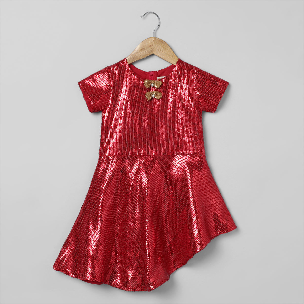 BYB PREMIUM RED SEQUINS PARTY DRESS FOR GIRLS