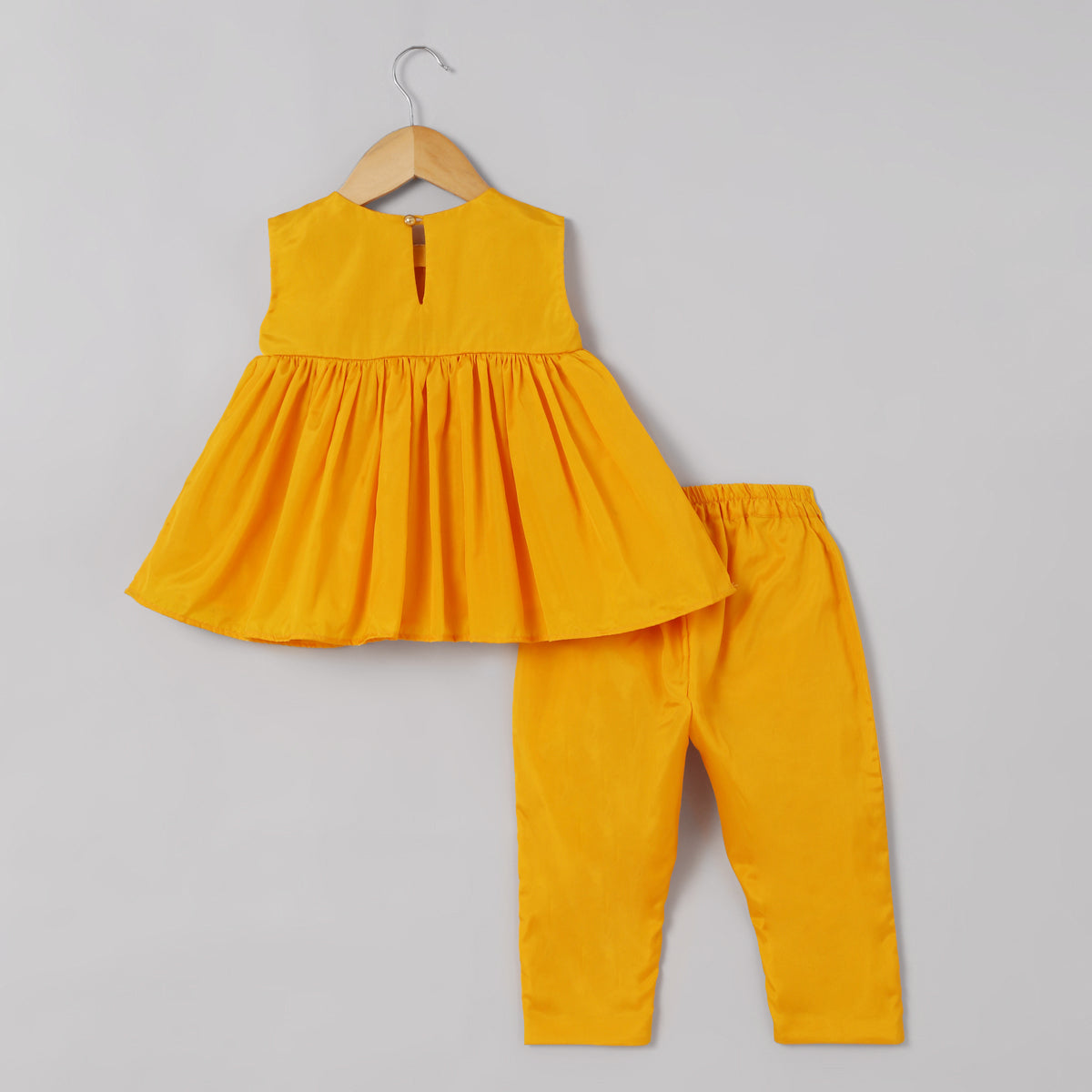 2Pcs Yellow Top and Pant Set