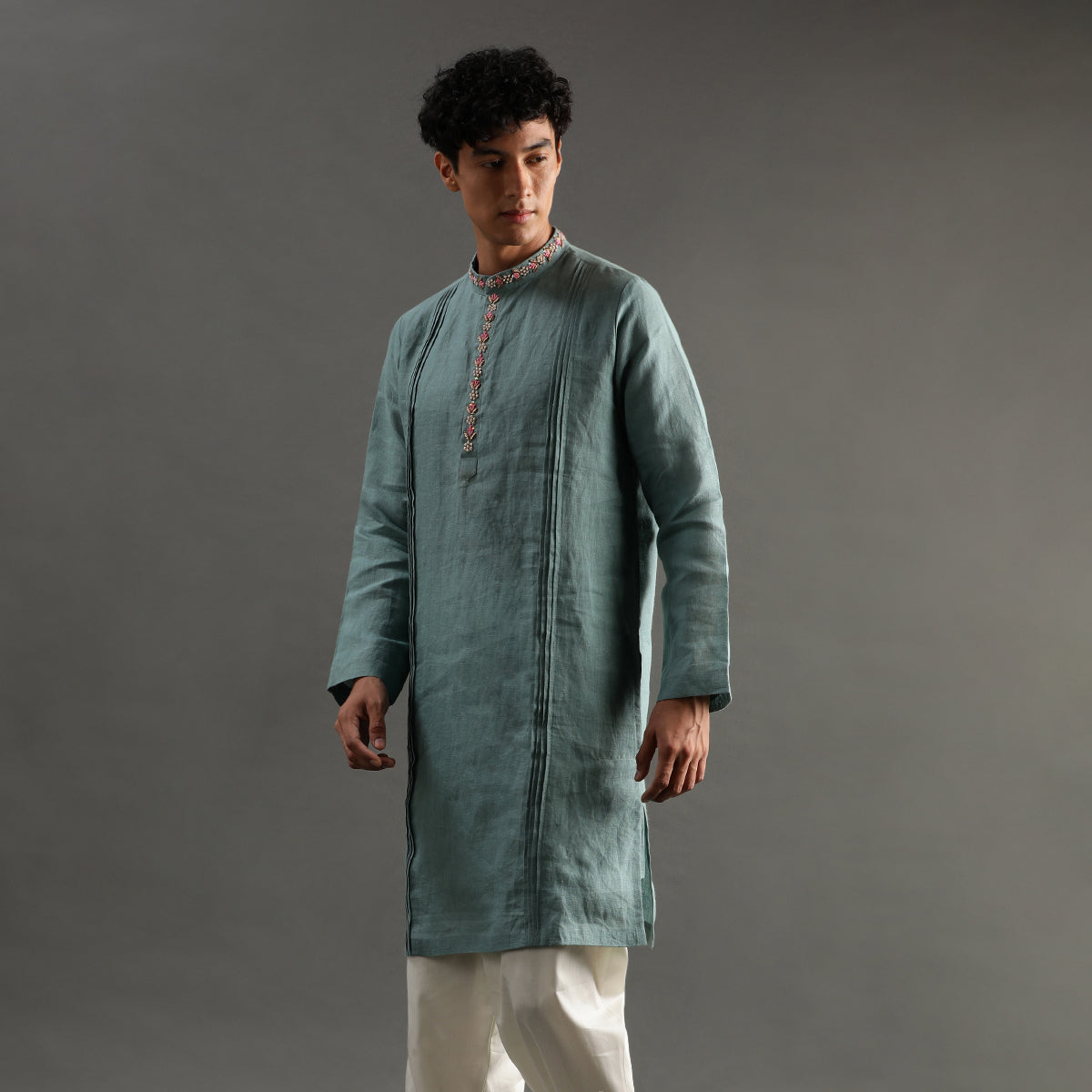 2Pcs Sage Linen Kurta Set