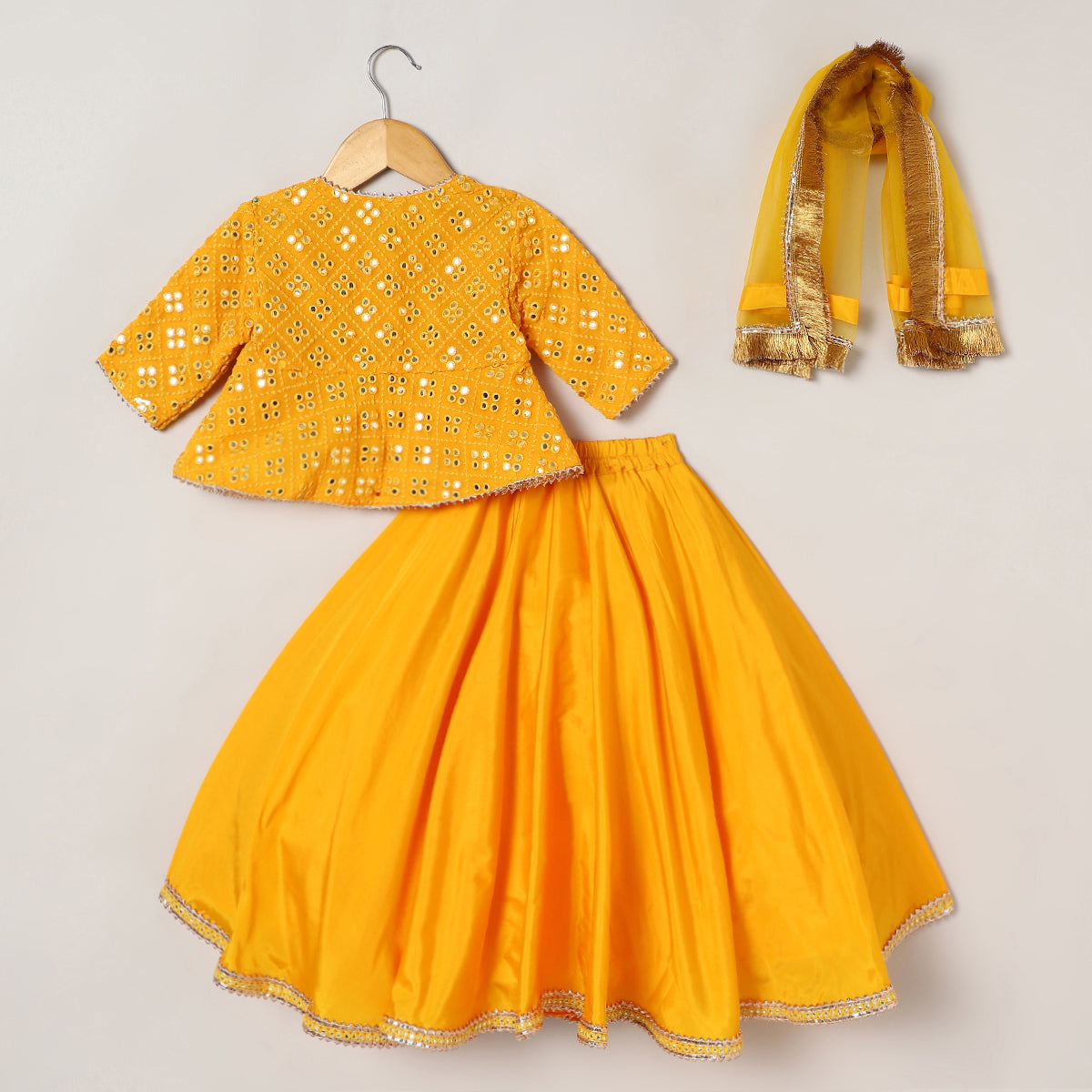 3Pcs Yellow Georgette Lehenga Set