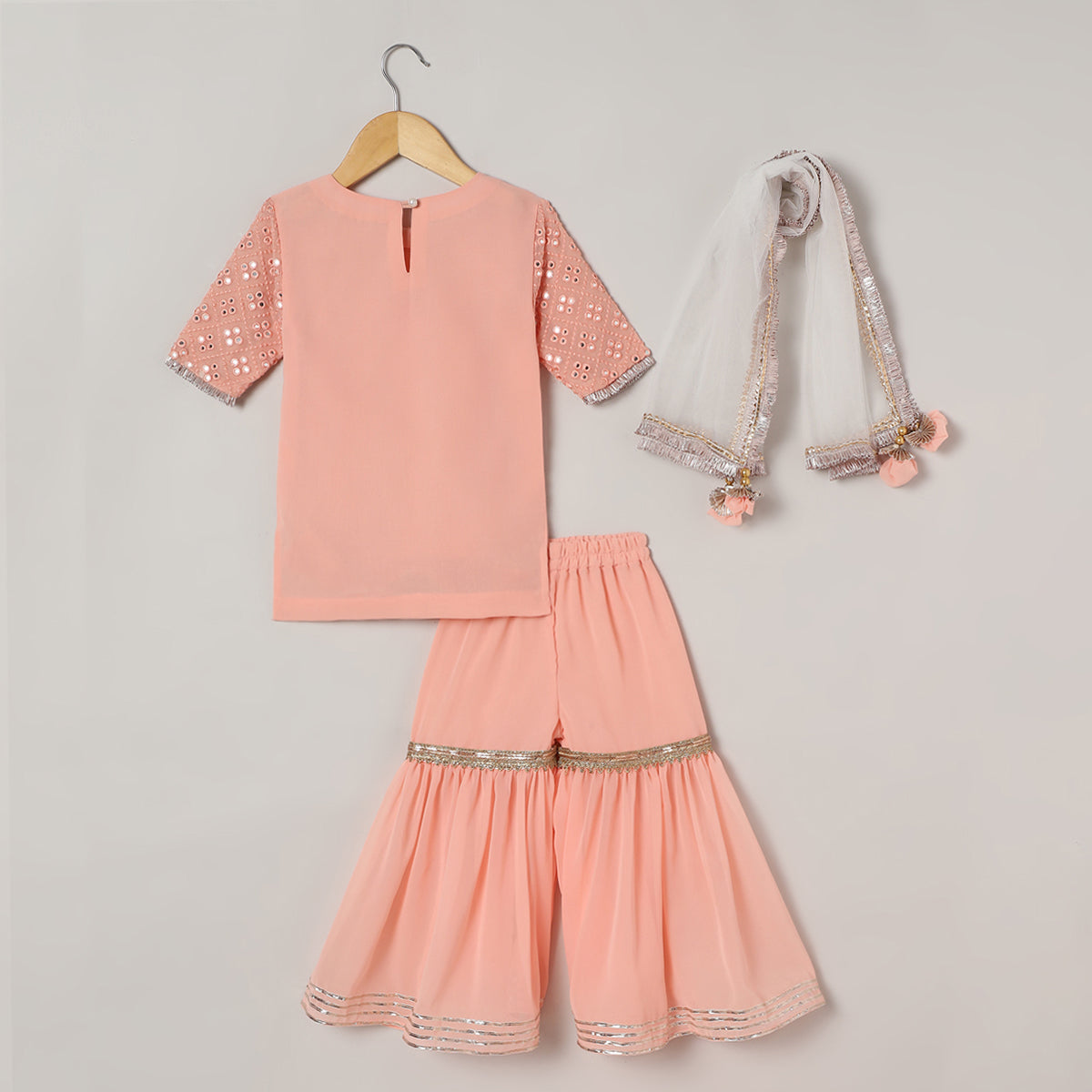 3Pcs Peach Kurta Set