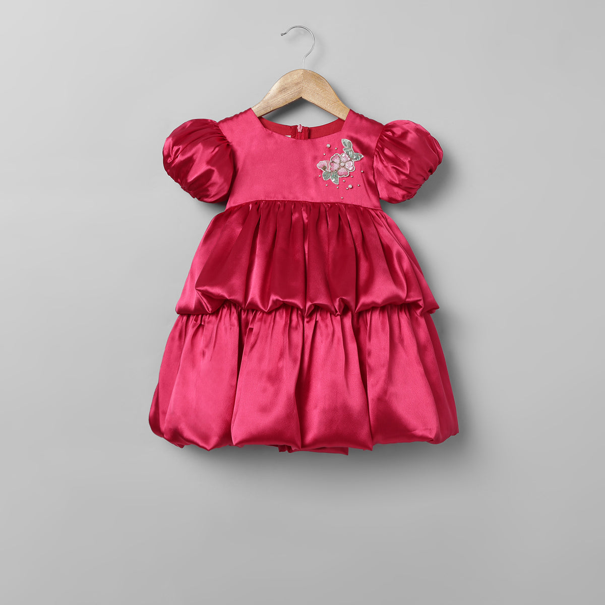 BYB PREMIUM CHERRY RED SATIN PARTY DRESS FOR GIRLS