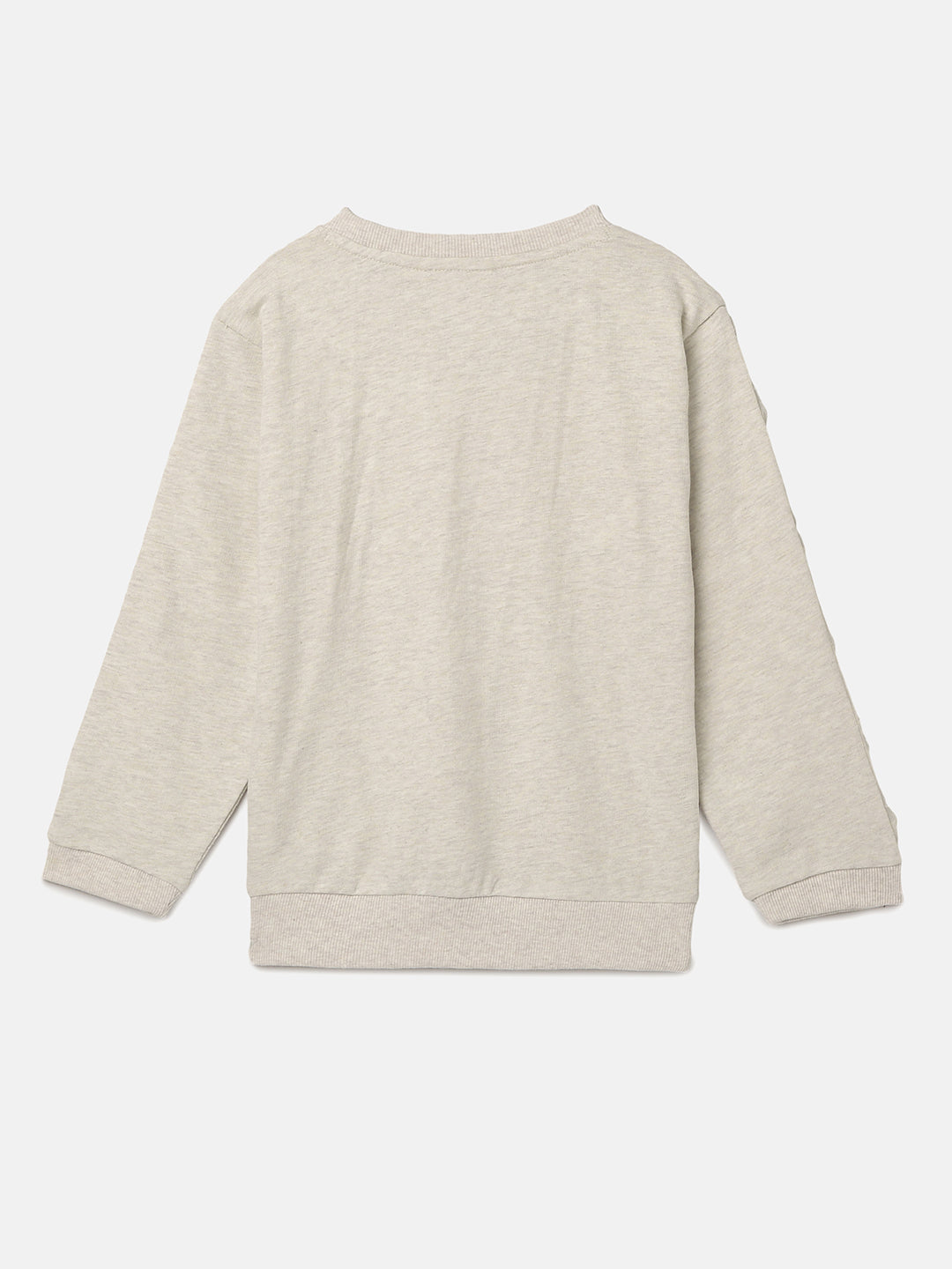 BYB PREMIUM Ecru melange COTTON ELASTANE SWEAT SHIRT FOR GIRLS