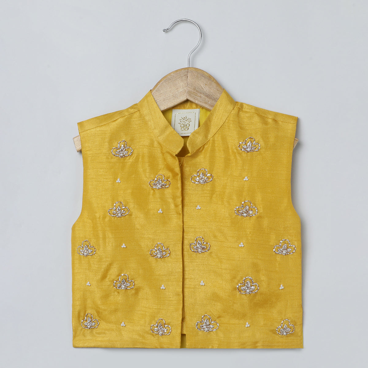 BYB PREMIUM MUSTARD YELLOW BOYS HAND EMBROIDERED SILK KURTA PYJAMA AND JACKET