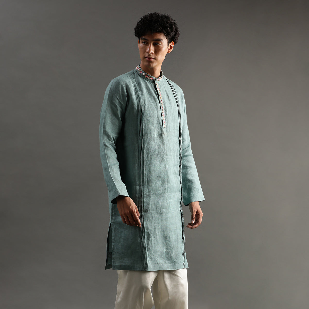 2Pcs Sage Linen Kurta Set