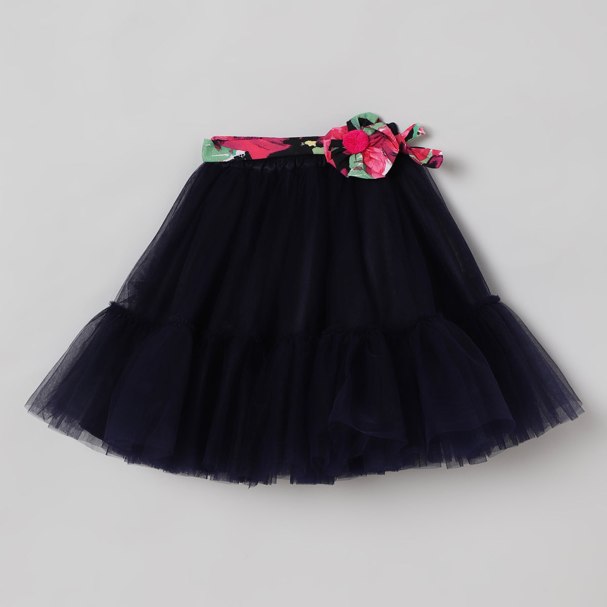 One Shoulder Strap Top Set with Tulle Skirt