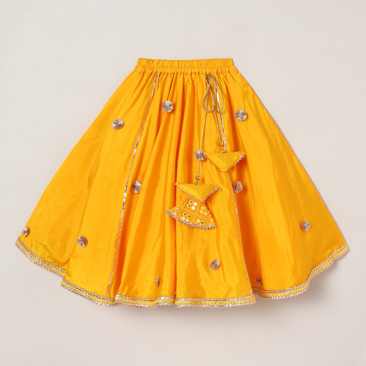 3Pcs Yellow Silk Lehenga Set