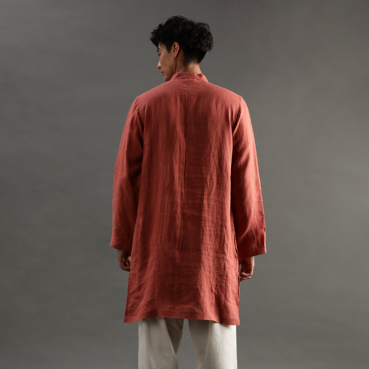 2Pcs Rust Linen Kurta Set