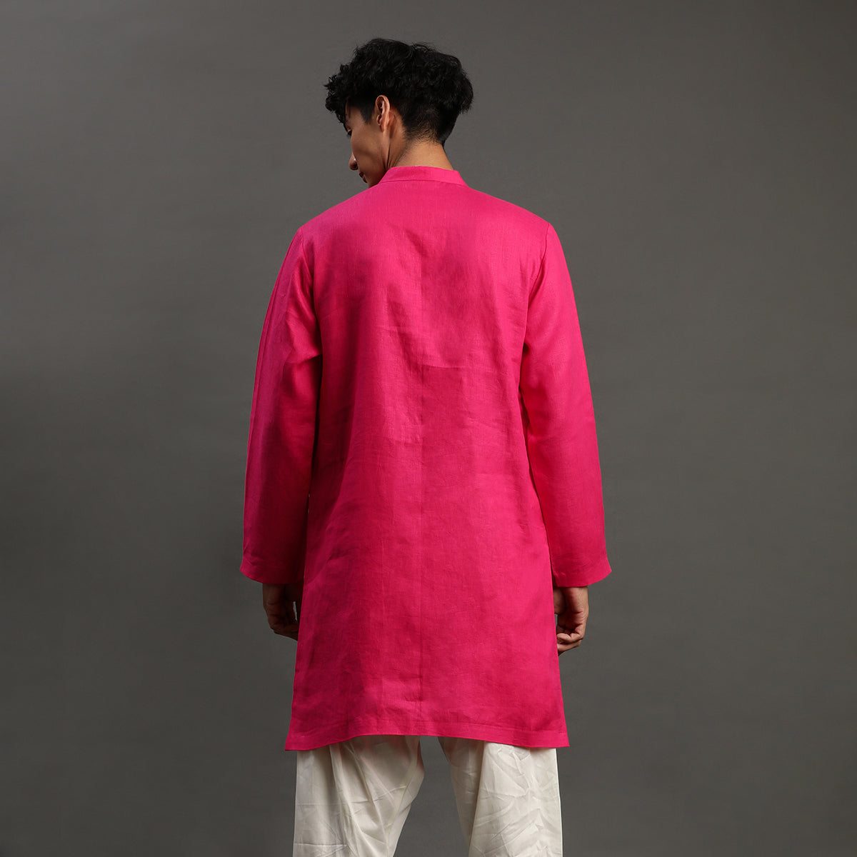 2Pcs Fuschia Linen Kurta Set