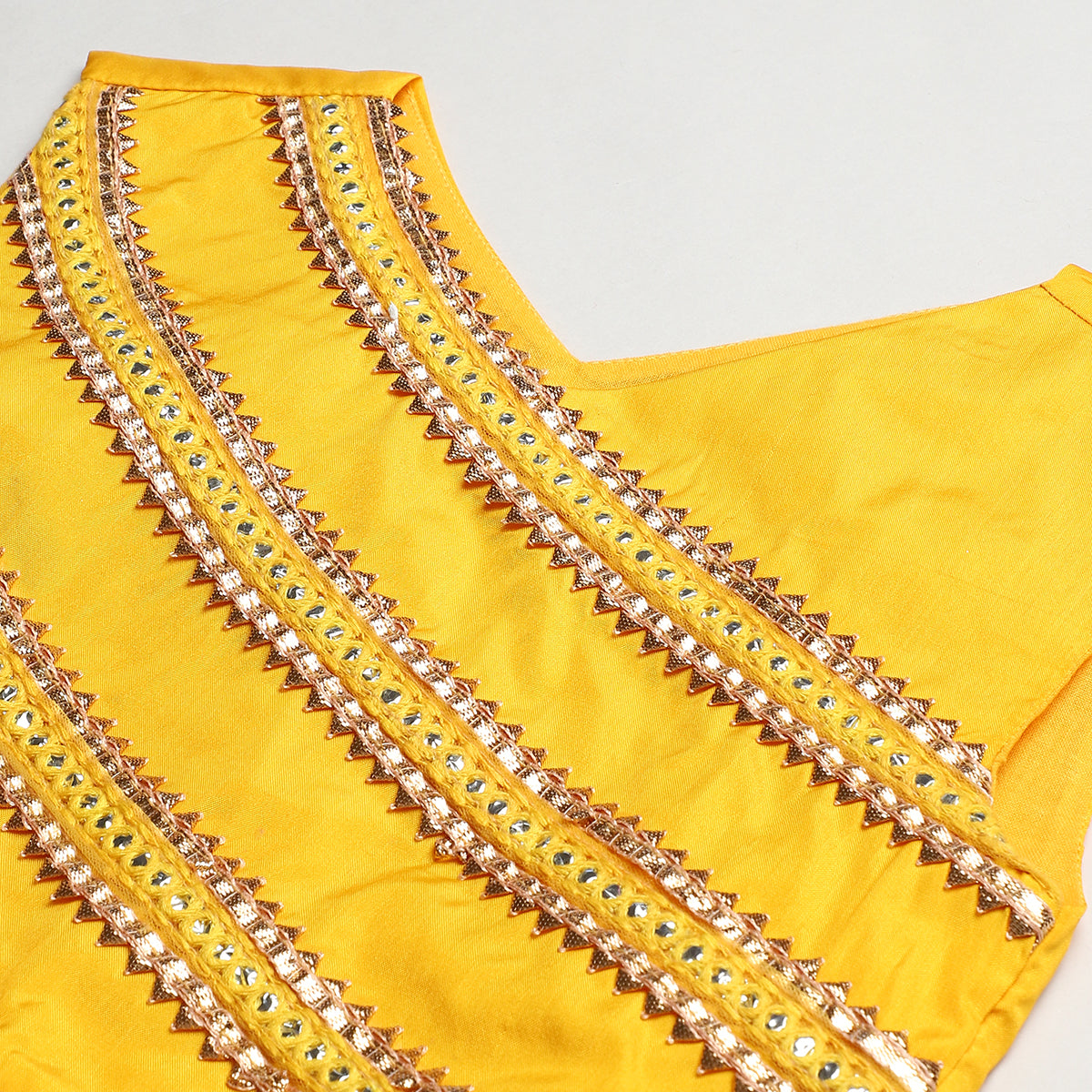 3Pcs Yellow Silk Lehenga Set