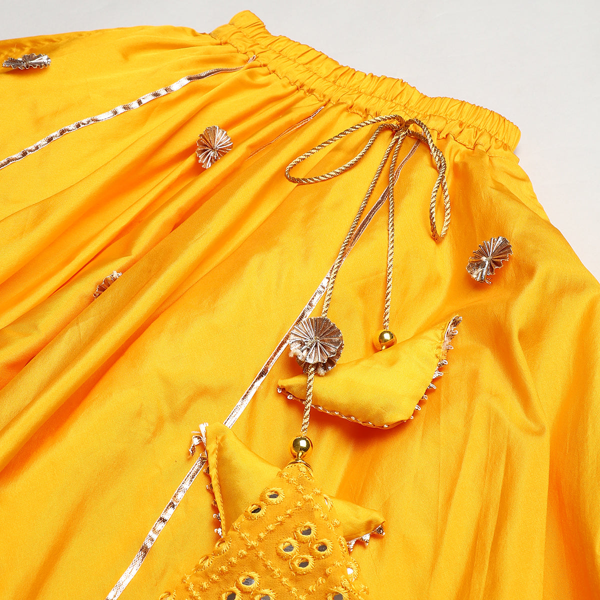 3Pcs Yellow Silk Lehenga Set