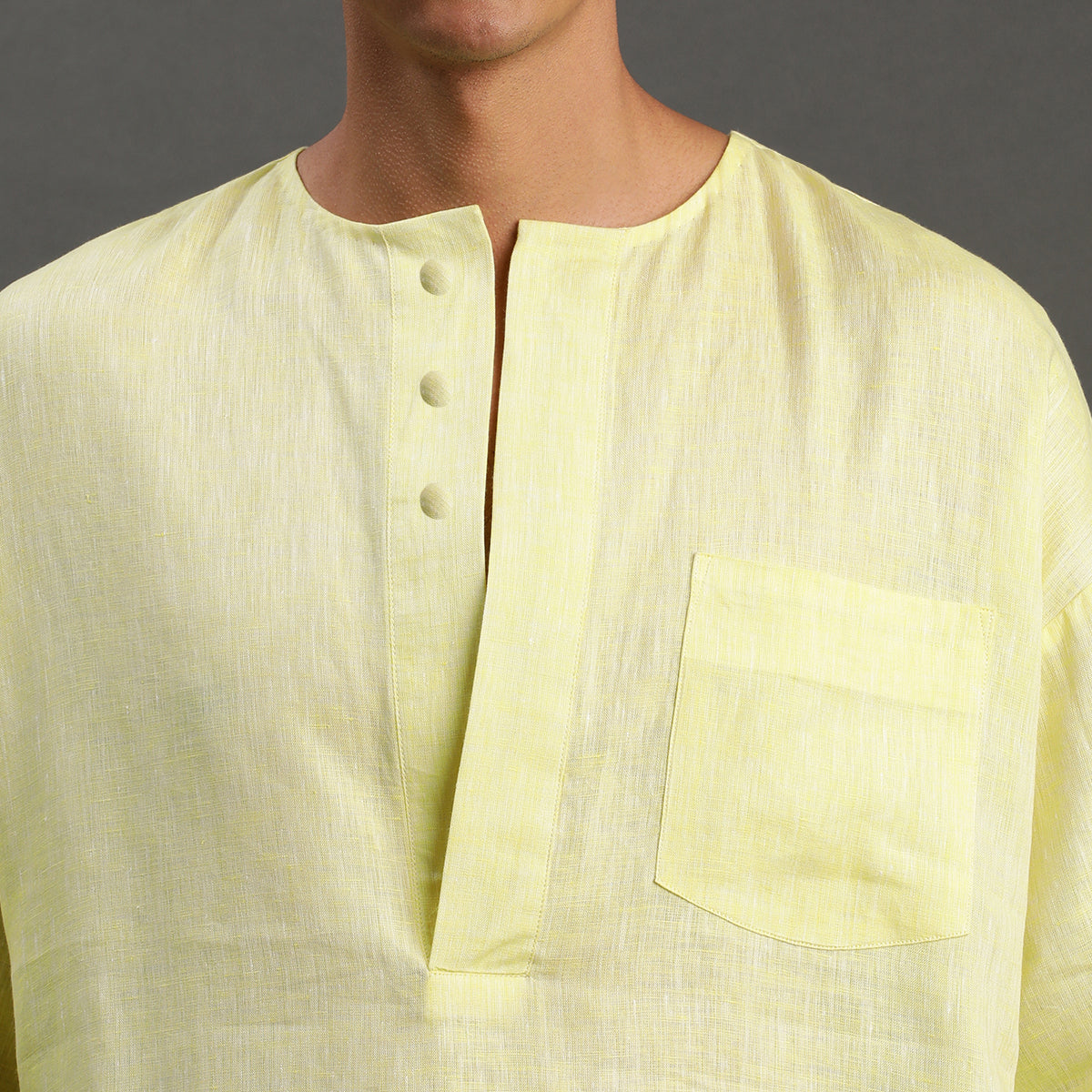 1Pc Lime Linen Drop Shoulder Short Kurta