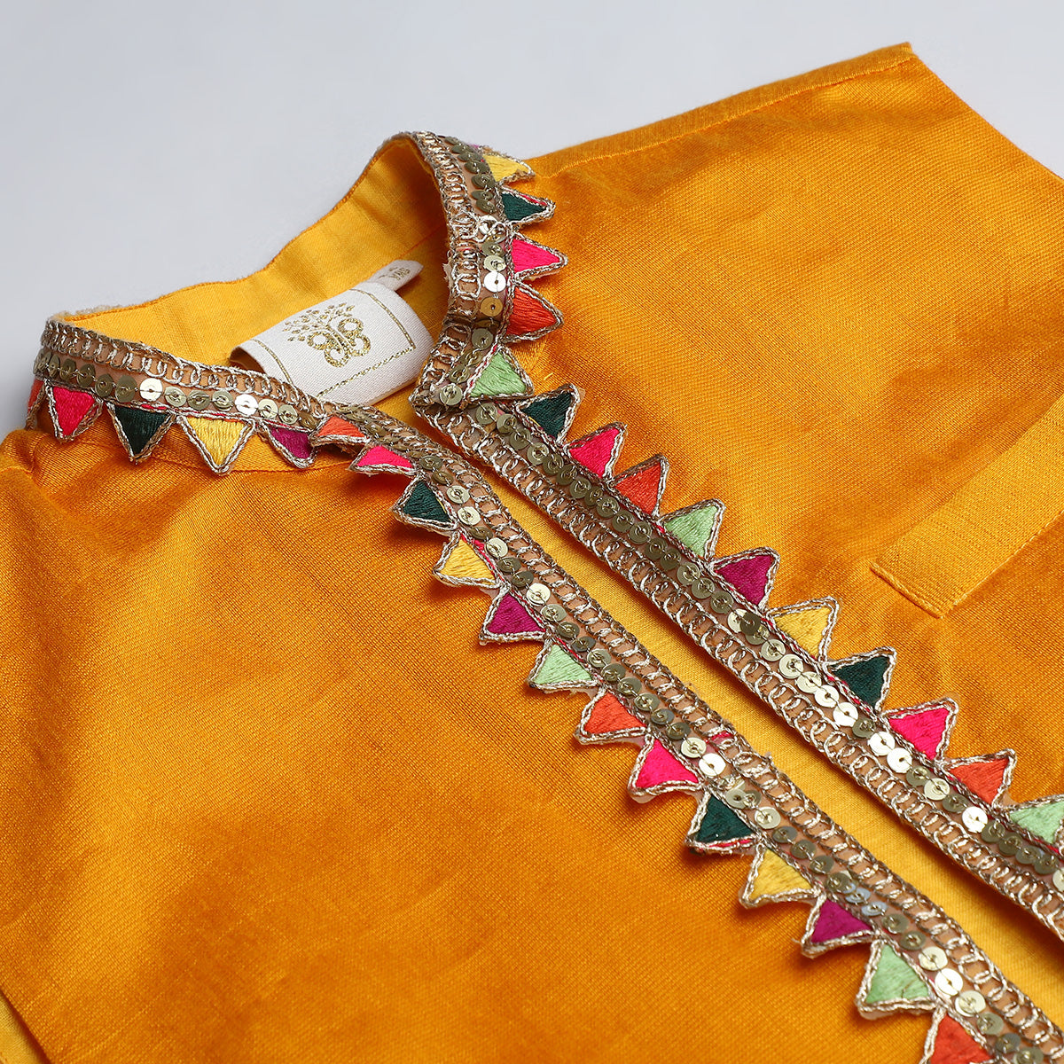 3Pcs Yellow Chanderi Kurta Set