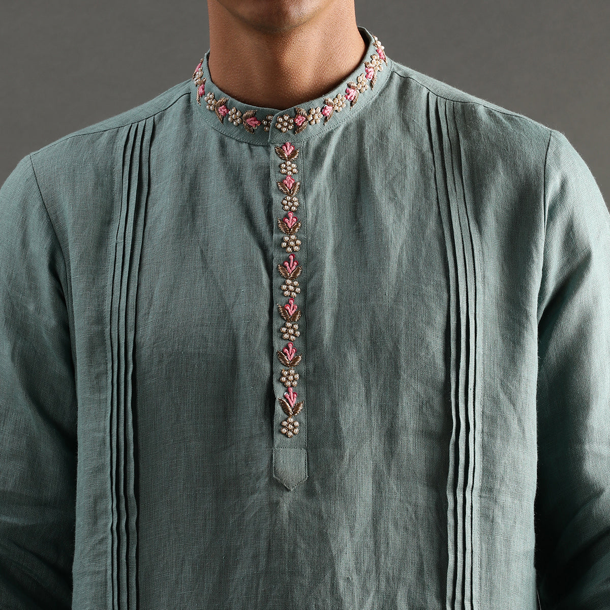 2Pcs Sage Linen Kurta Set