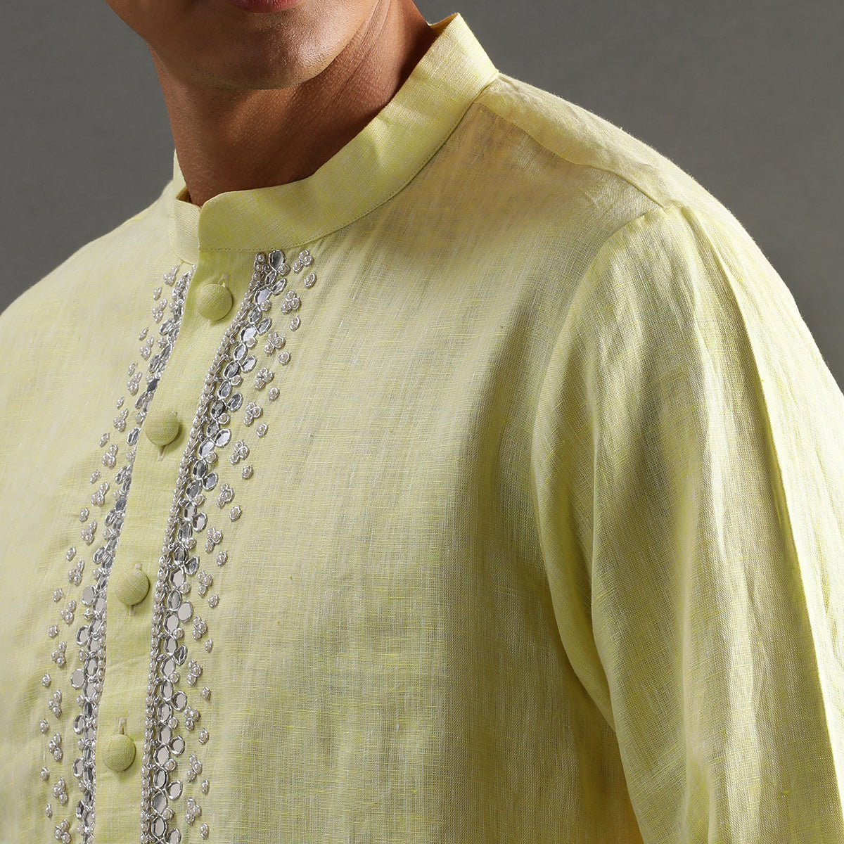 2Pcs Lime Linen Kurta Set