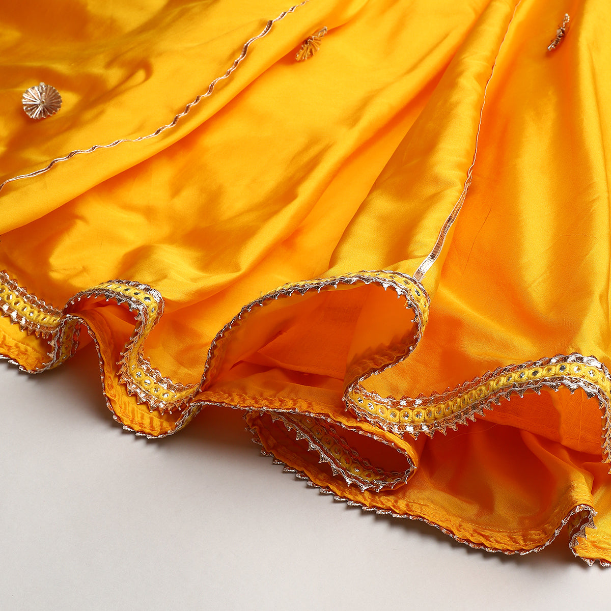 3Pcs Yellow Silk Lehenga Set