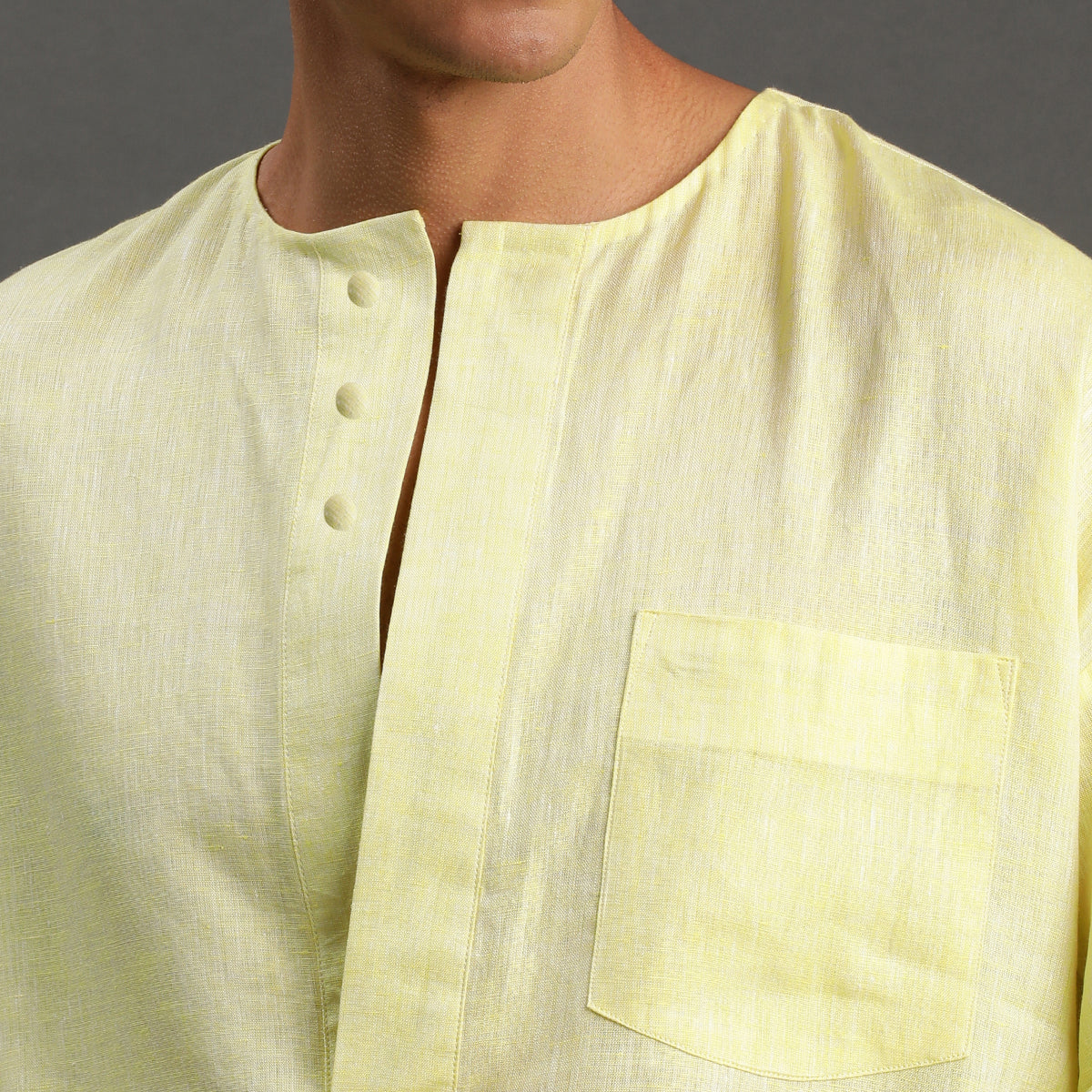 1Pc Lime Linen Drop Shoulder Short Kurta