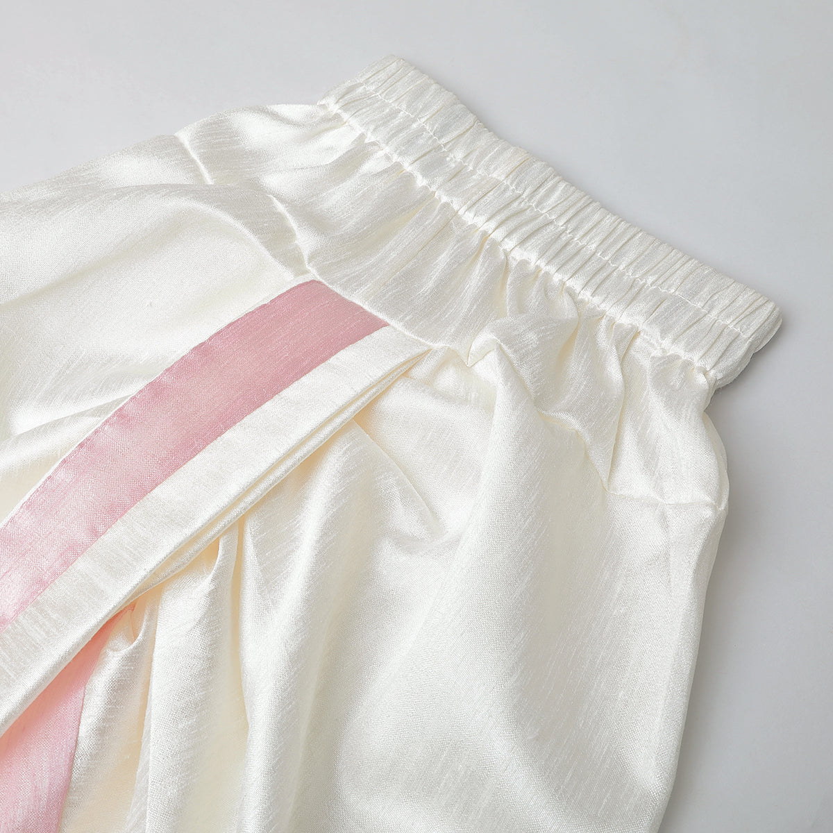 BYB PREMIUM BABY PINK AND WHITE BOYS PEARL HAND EMBROIDERY  RAW SILK KURTA DHOTI