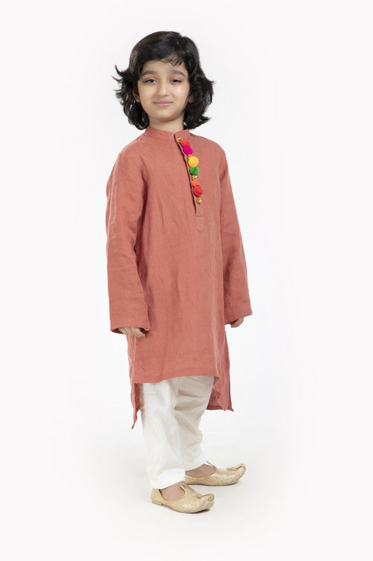 2Pcs Rust Linen Kurta Set