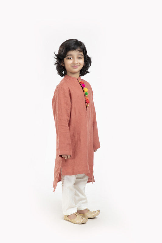 2Pcs Rust Linen Kurta Set