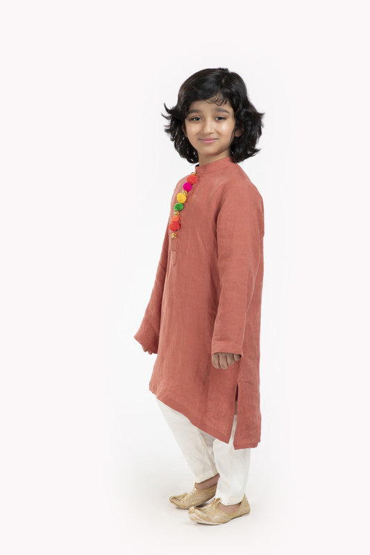 2Pcs Rust Linen Kurta Set