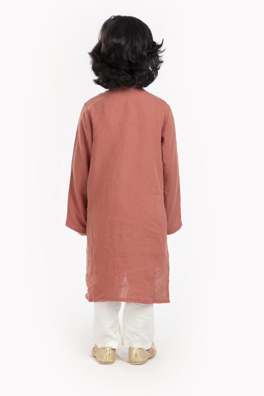 2Pcs Rust Linen Kurta Set