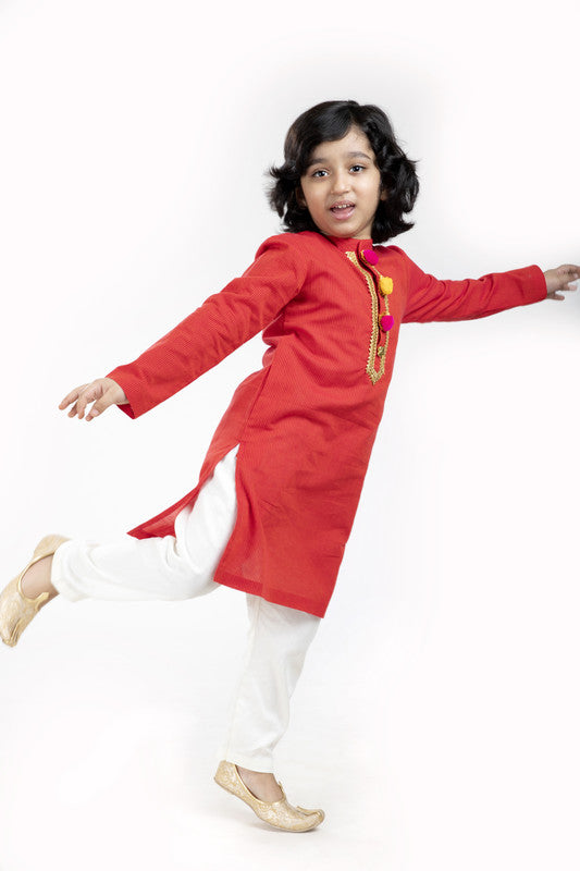 2Pcs Red Kurta Set