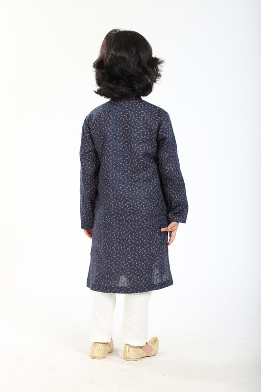 2Pcs Navy Printed Kurta Set