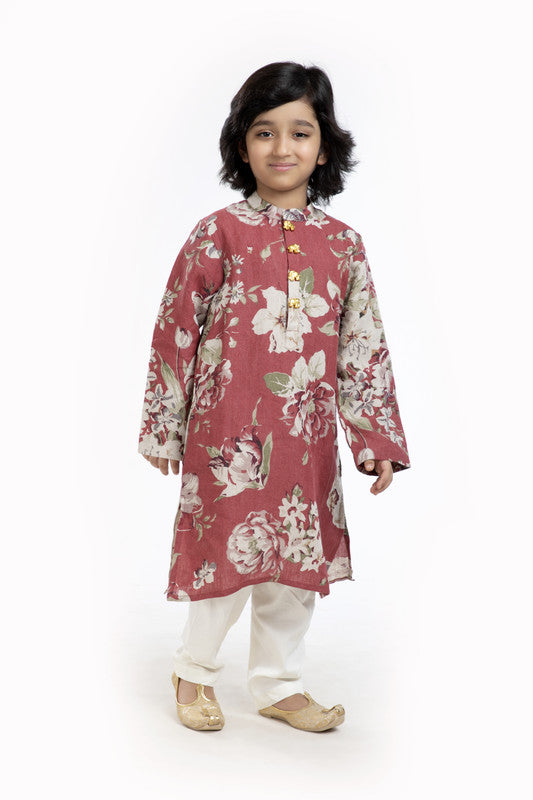 2Pcs Rust Floral Kurta Set