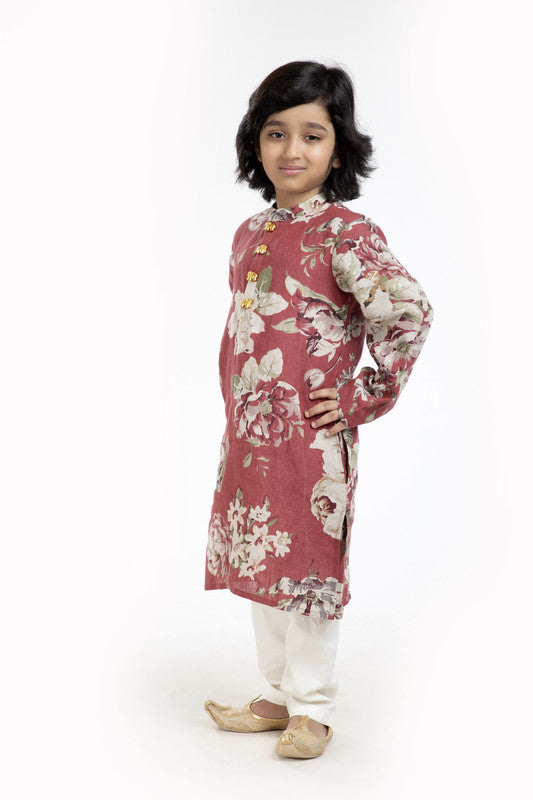 2Pcs Rust Floral Kurta Set