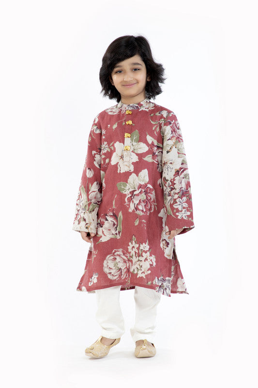 2Pcs Rust Floral Kurta Set