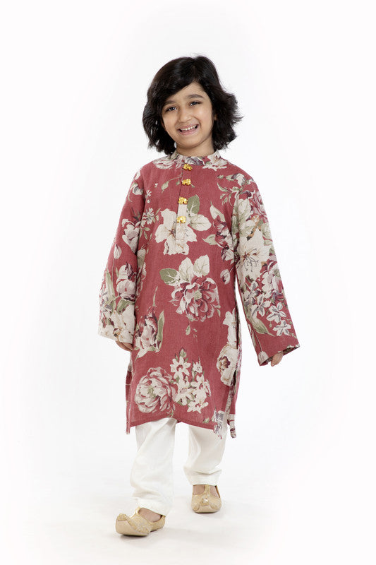 2Pcs Rust Floral Kurta Set