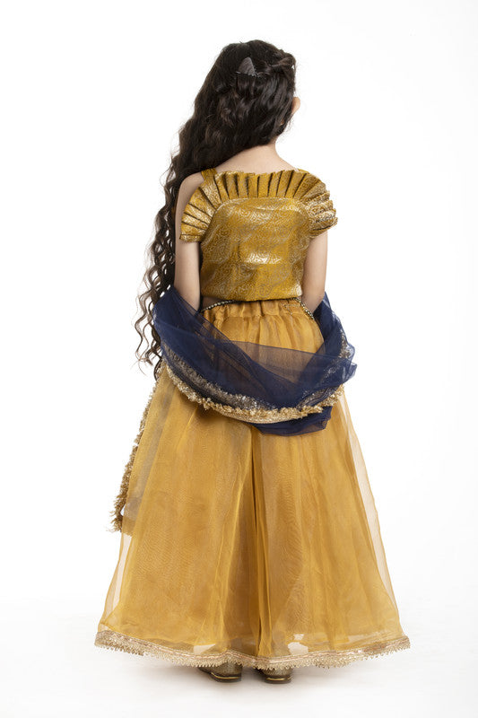 4Pcs Gold Lehenga Set