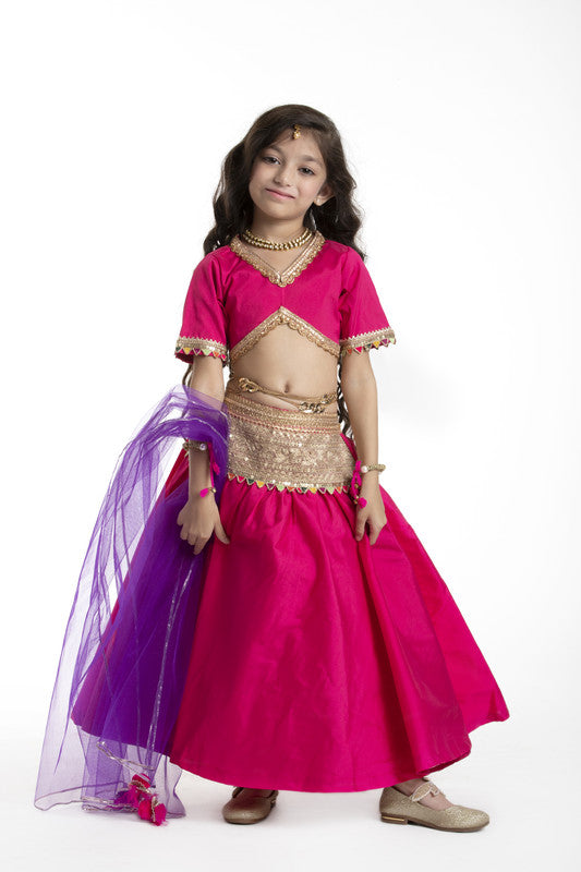 3Pcs Fuchsia Lehenga Set