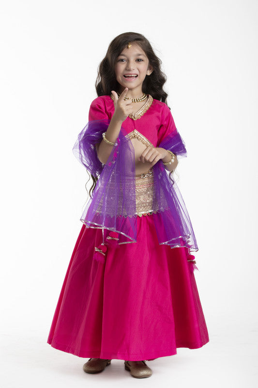 3Pcs Fuchsia Lehenga Set