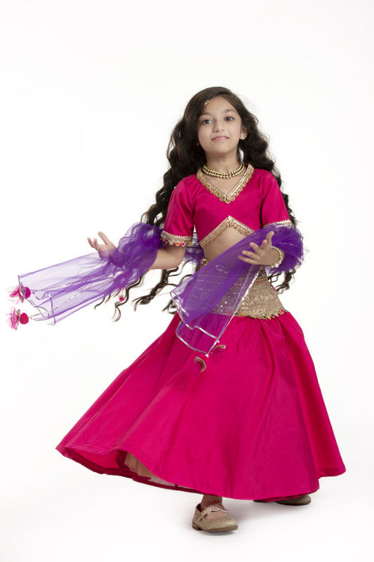 3Pcs Fuchsia Lehenga Set