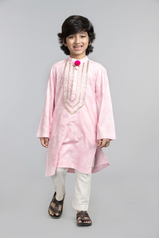 Baby Pink Printed Kurta Set