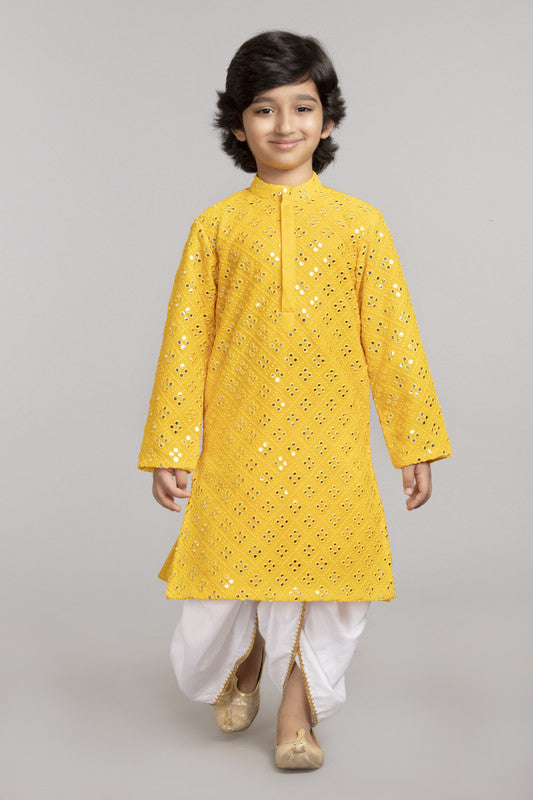 2Pcs Yellow Mirror Kurta Set