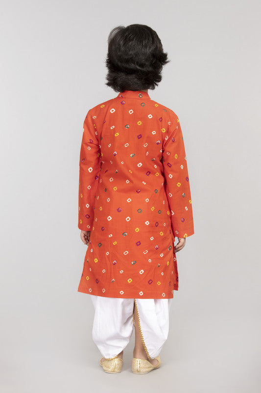 2Pcs Orange Bandhani Kurta Set