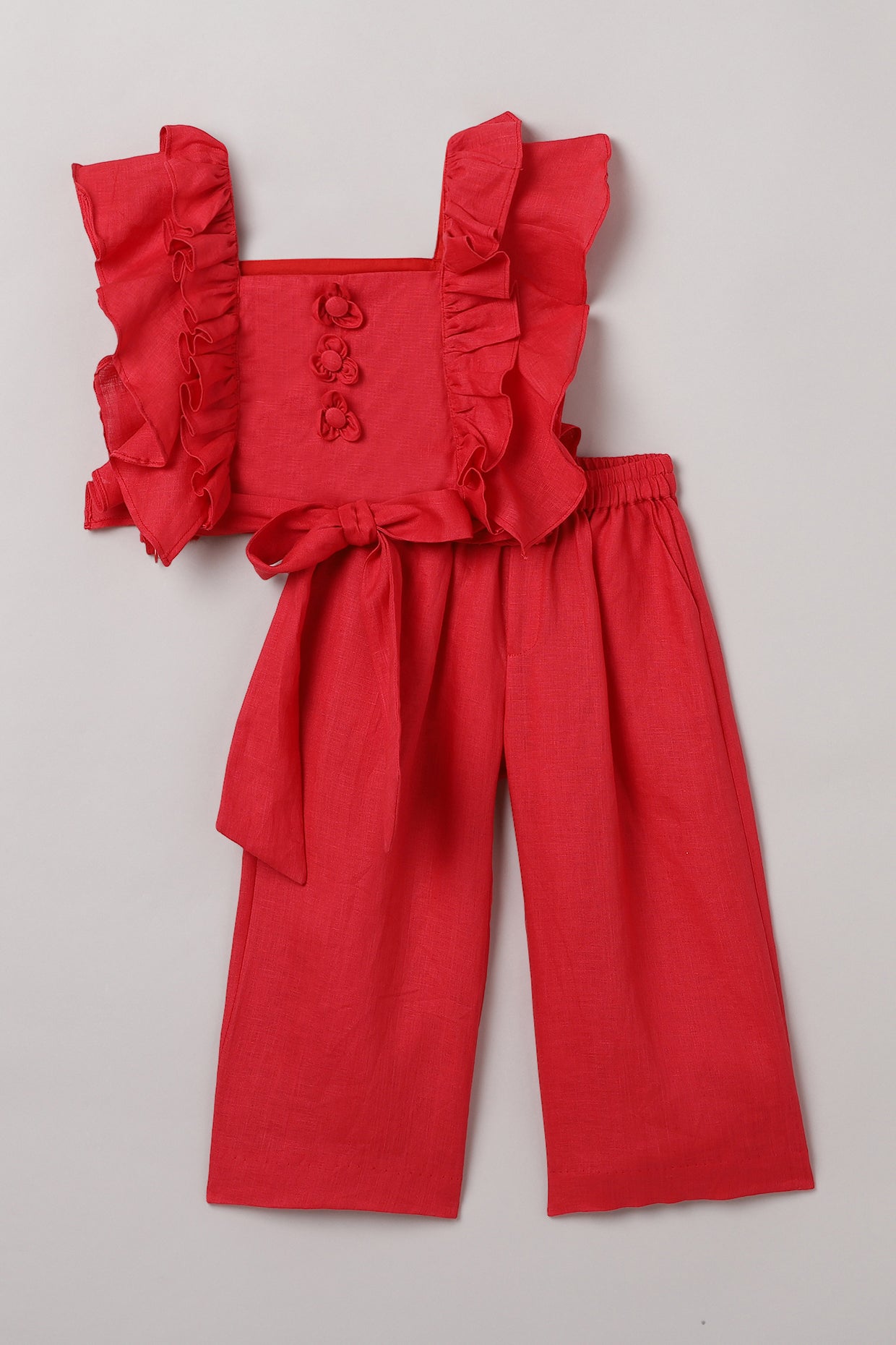 Red Ruffle Top with Plazo Set