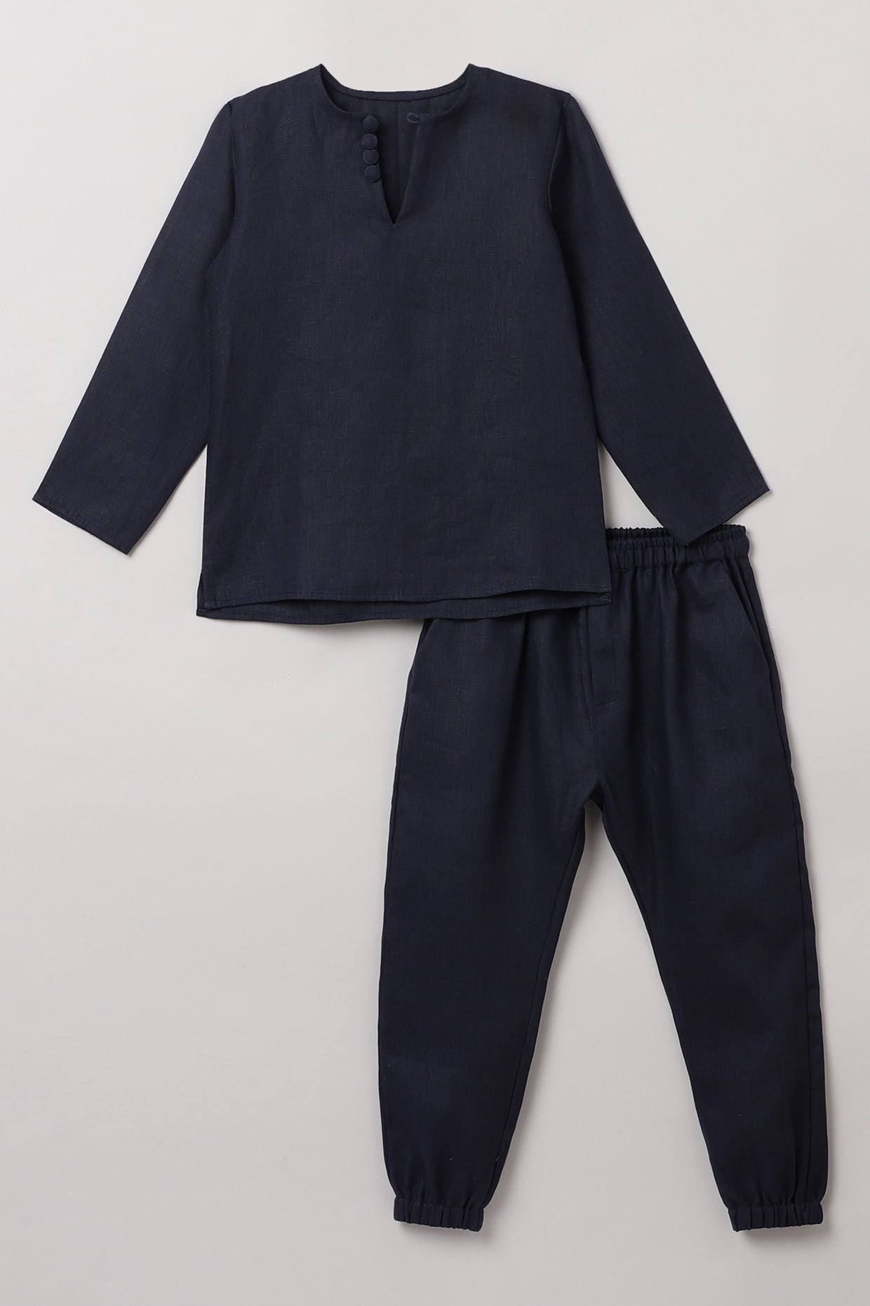 Navy Short Kurta and Jogger Set