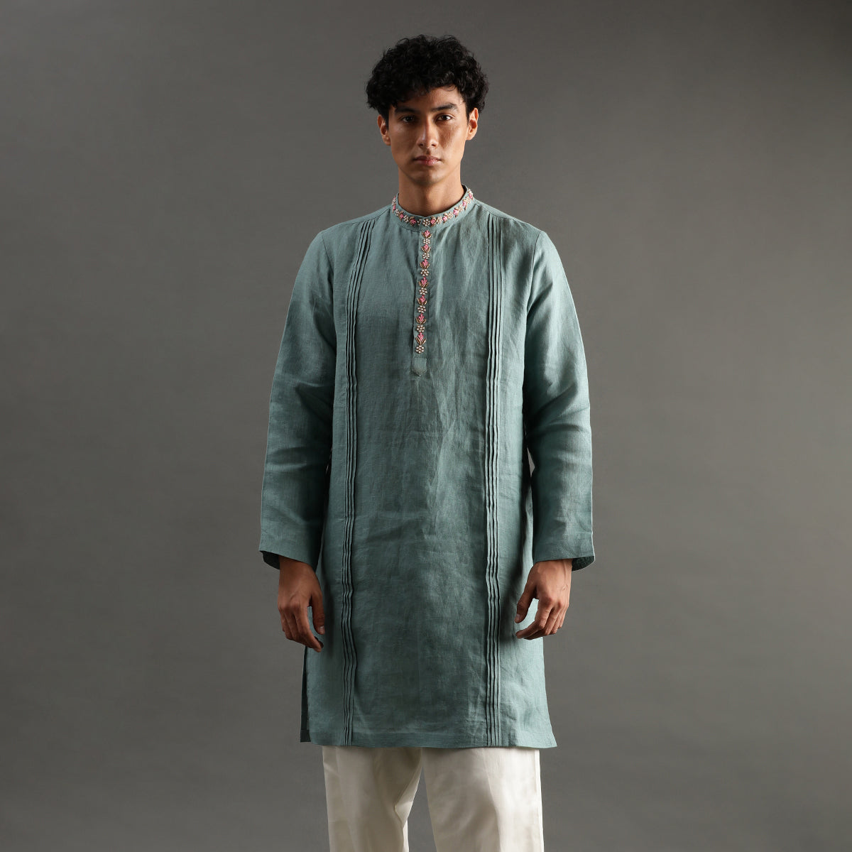 2Pcs Sage Linen Kurta Set