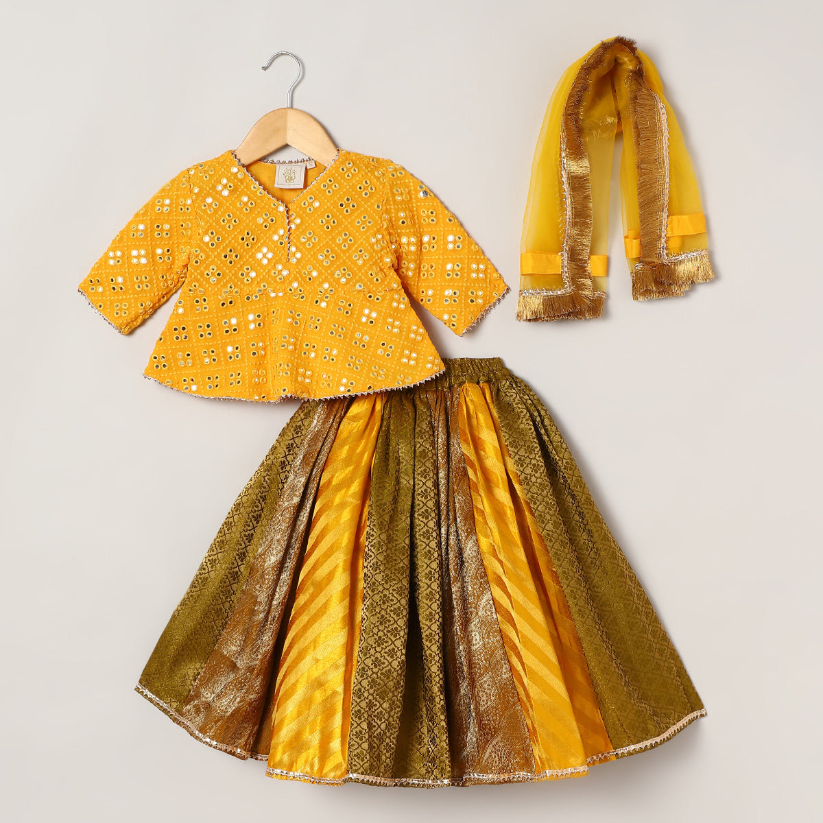 3Pcs Yellow Georgette Lehenga Set