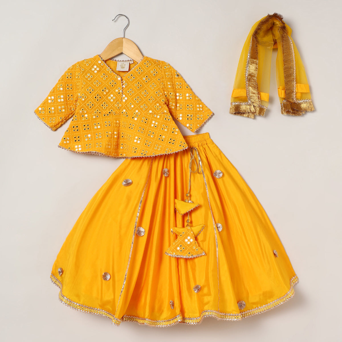 3Pcs Yellow Georgette Lehenga Set