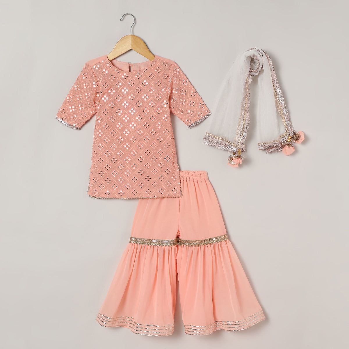 3Pcs Peach Kurta Set