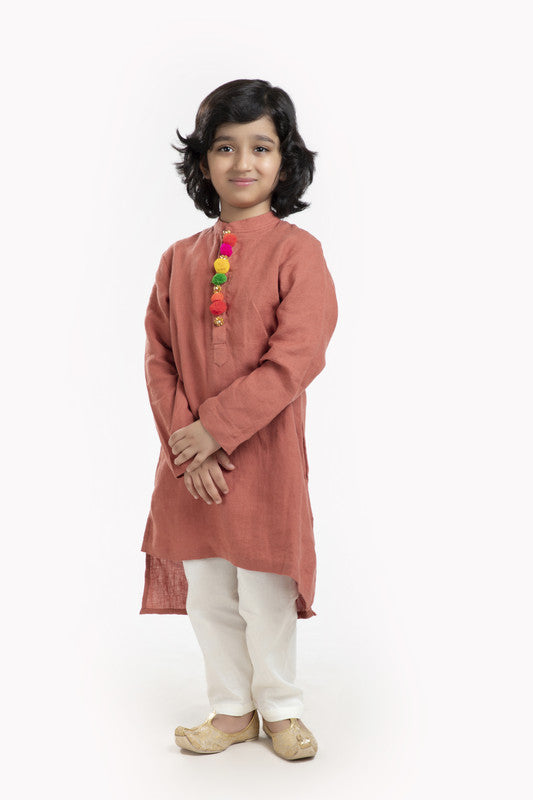 2Pcs Rust Linen Kurta Set