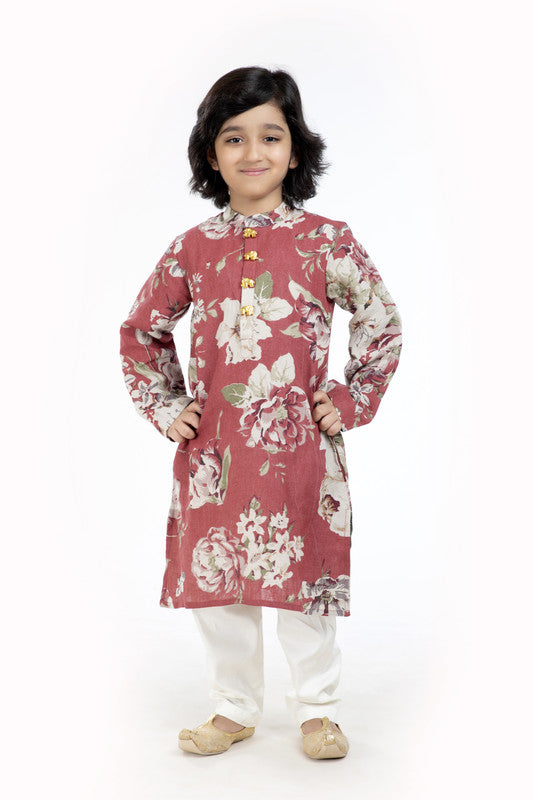 2Pcs Rust Floral Kurta Set