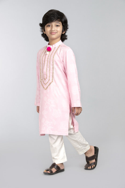 Baby Pink Printed Kurta Set